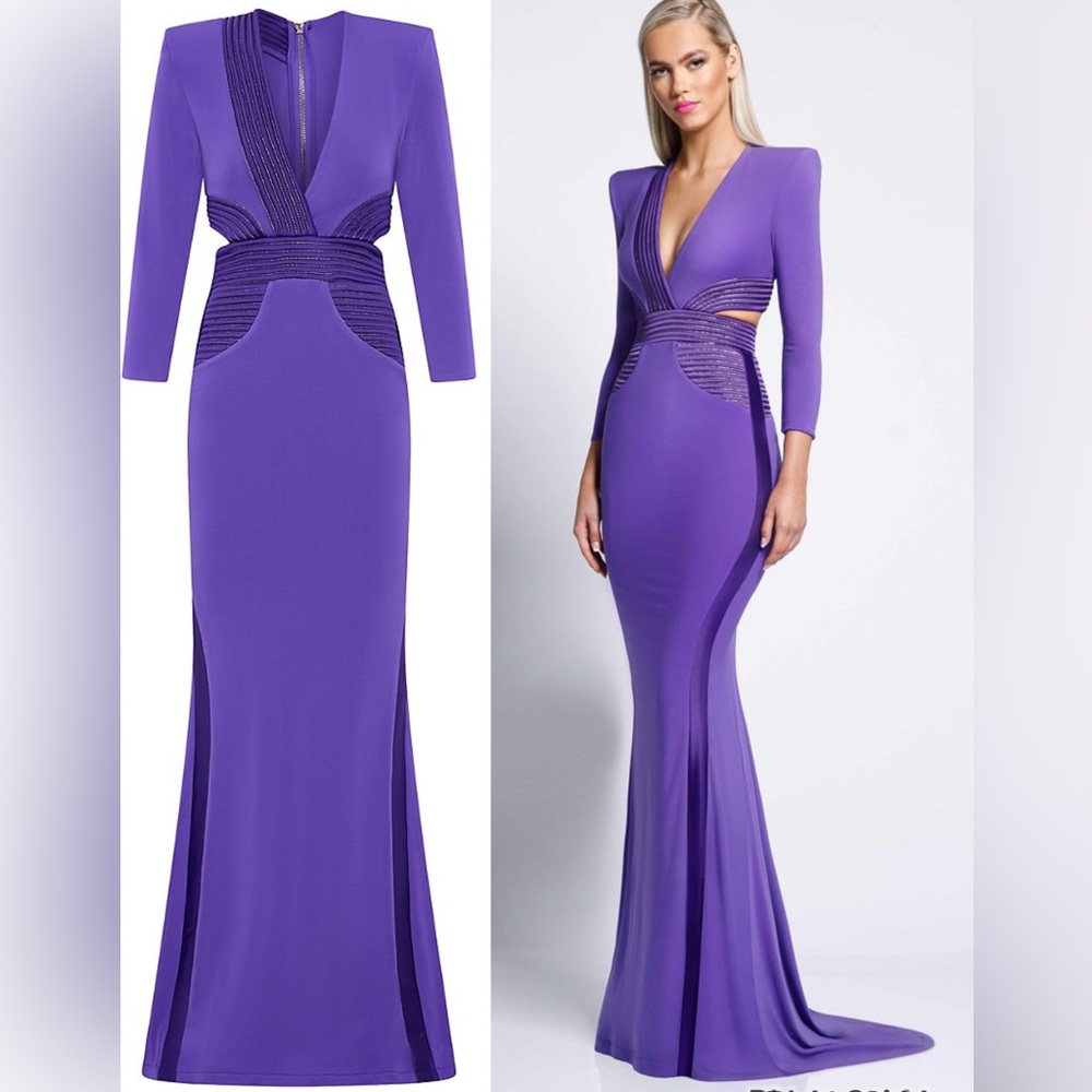 ZHIVAGO Go Your Own Way Jersey Gown Maxi Purple Dress
